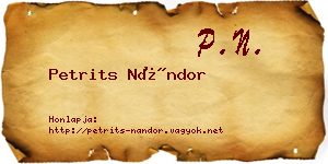 Petrits Nándor névjegykártya
